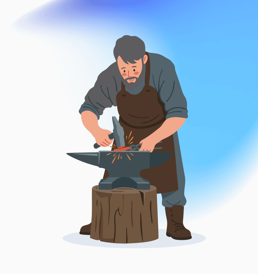 Ilustración de herrero trabajando